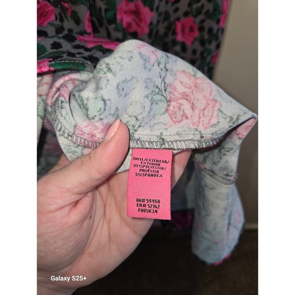 Betsey Johnson Floral Leopard Print Mini Dress Pink Grey Ruffle Hem Size 6 - Picture 4 of 4